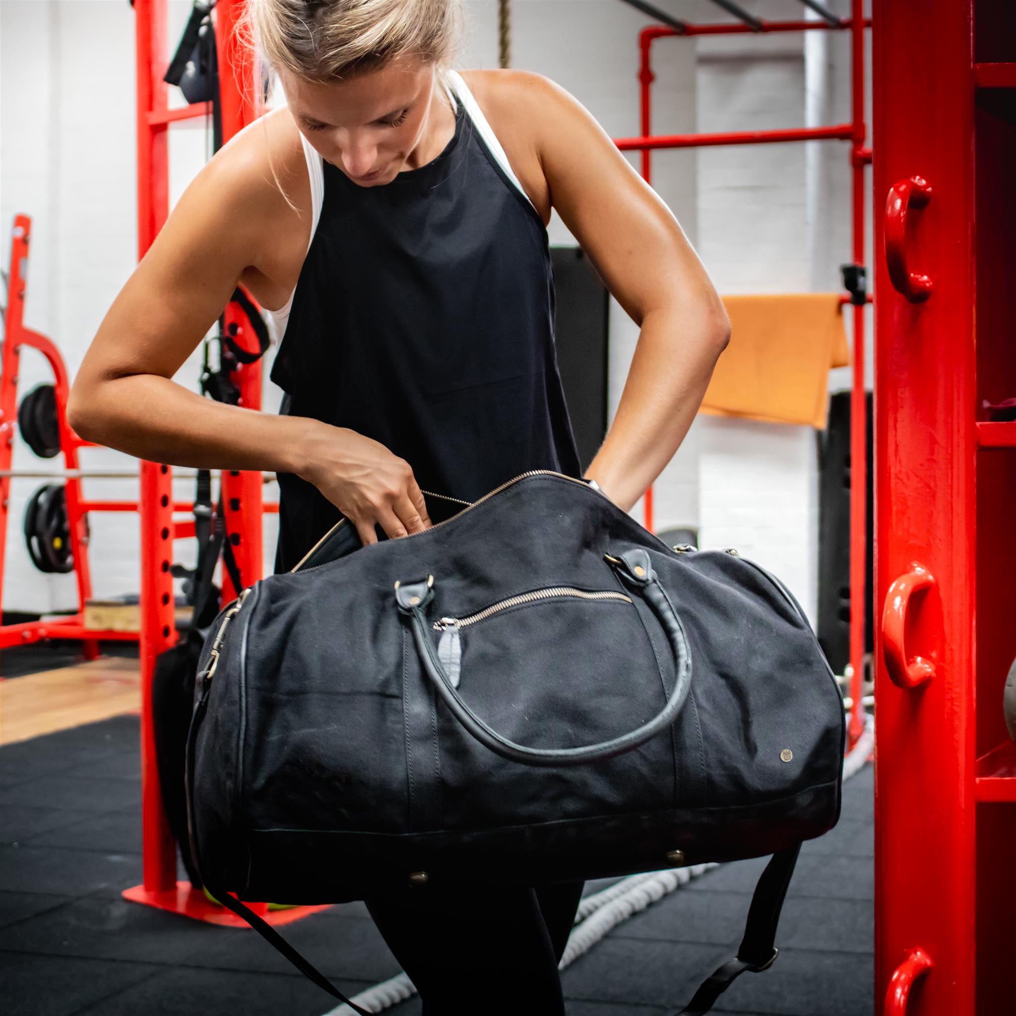 Leather duffle bag gym Clearance