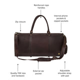 Laser Personalized Mahogany Leather Overnight Bag