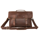 Laser Personalized Leather Messenger Bag