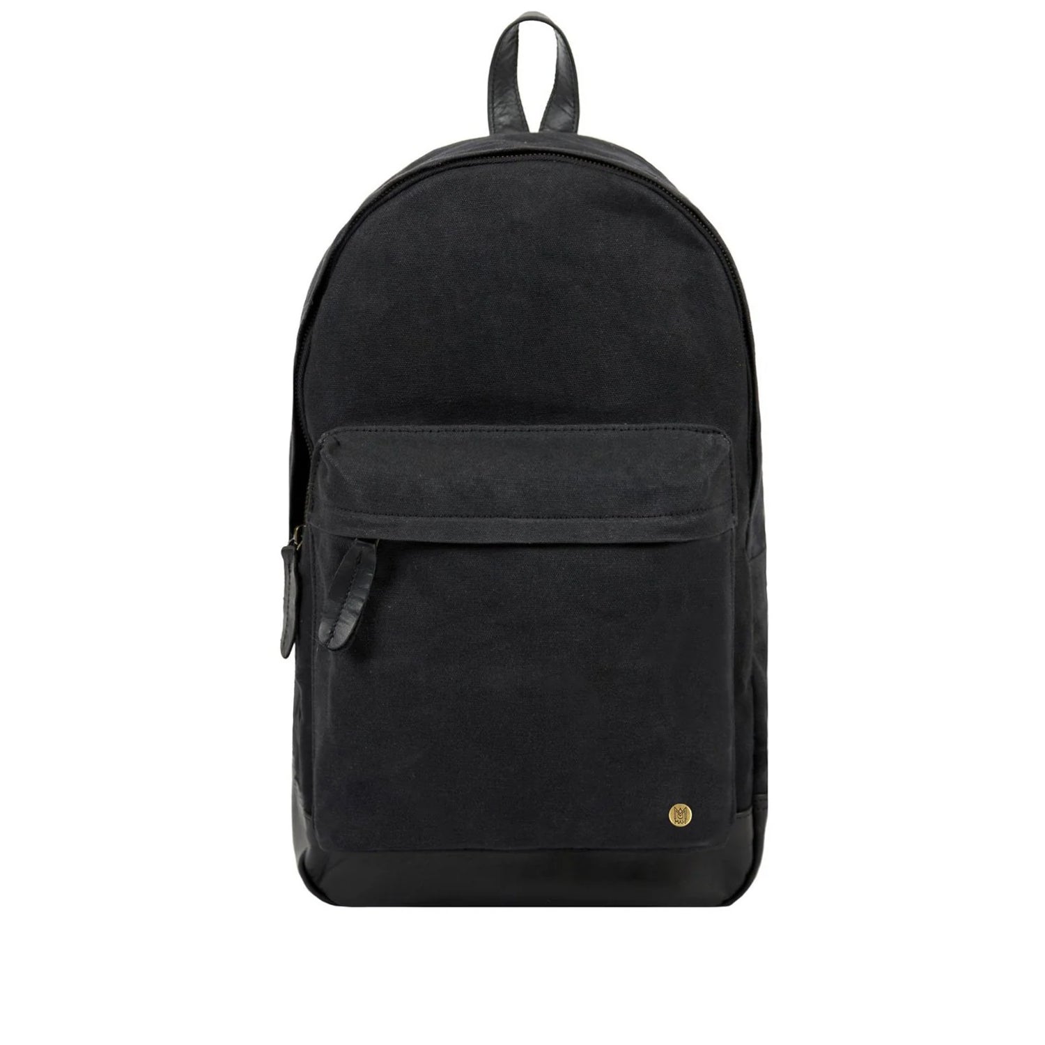 Black Canvas + Leather Backpack For School, College- Back to School Personalized (White)