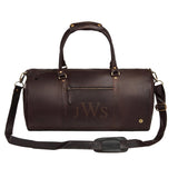 Laser Personalized Mahogany Leather Duffle Bag