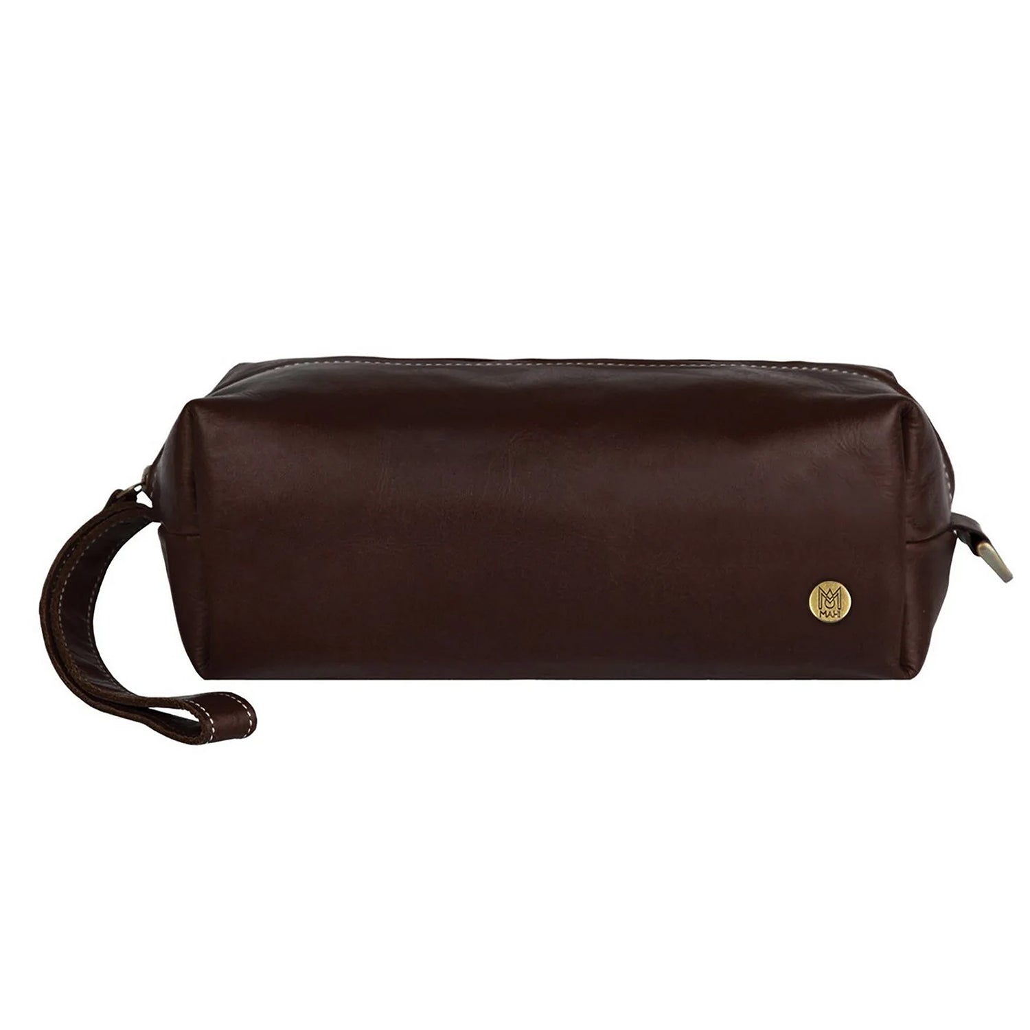 Personalized Leather Wash Bag| Dark Brown Leather Dopp Kit for Men
