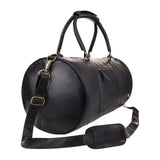 Laser Personalized Black Leather Duffle Bag