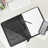 Laser Personalized Black Leather Portfolio