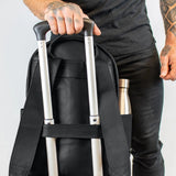 Laser Personalized Black Leather Backpack