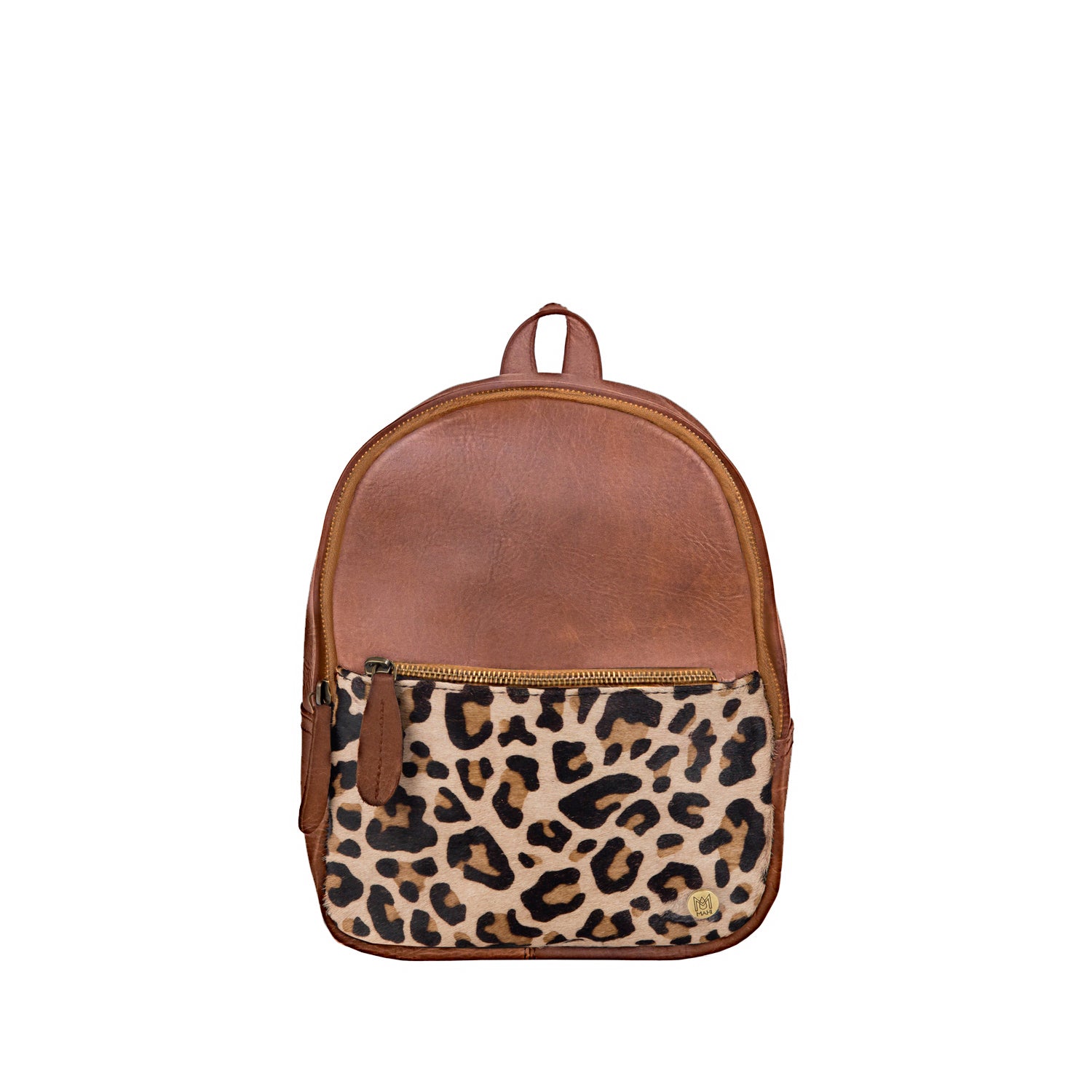 brown leopard print faux fur mini backpack Leopard Print Black Leather Mini Backpack