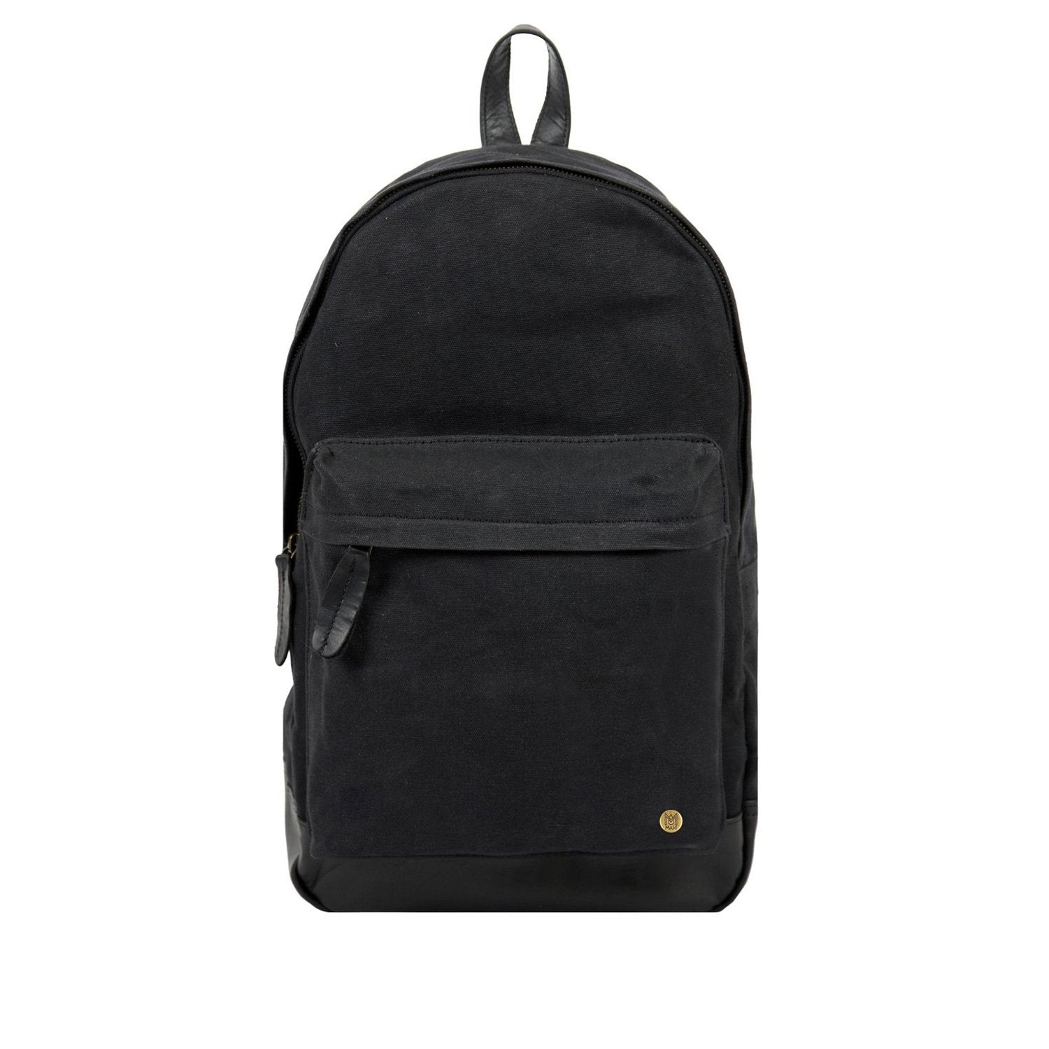 Black Canvas + Leather Backpack For School, College- Back to
