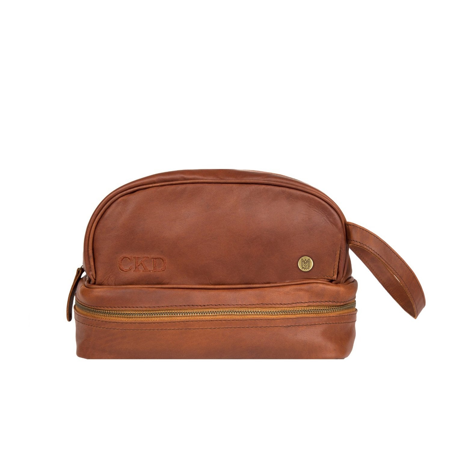 Personalized Brown Leather Wash Bag- Travel Accessories for Him