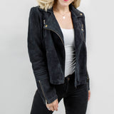 Ladies Suede Biker Jacket