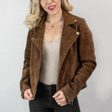Ladies Suede Biker Jacket