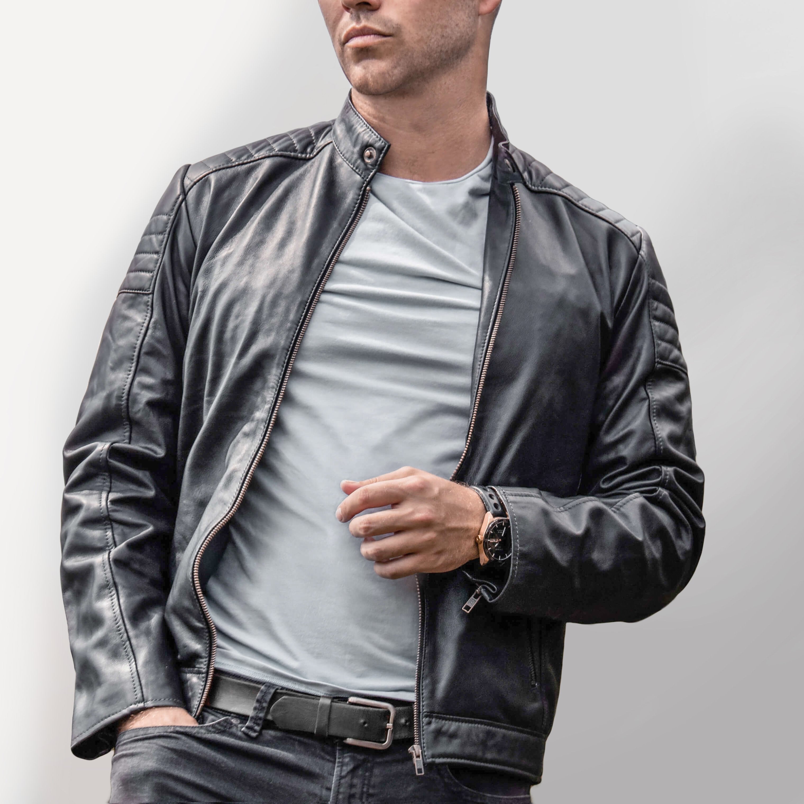 Mens Black Leather Biker Jacket Perfect Gift for Husband, Boyfriend –  MAHI Leather