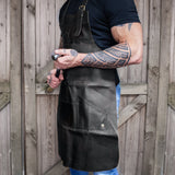 Long Multi-Pocket Leather Apron