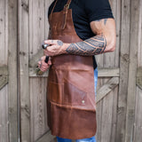 Long Multi-Pocket Leather Apron