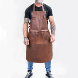 Long Multi-Pocket Leather Apron