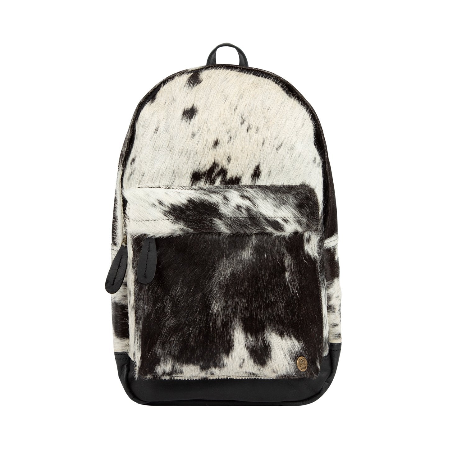 Personalised Black+White Cowhide Backpack for Work, School and