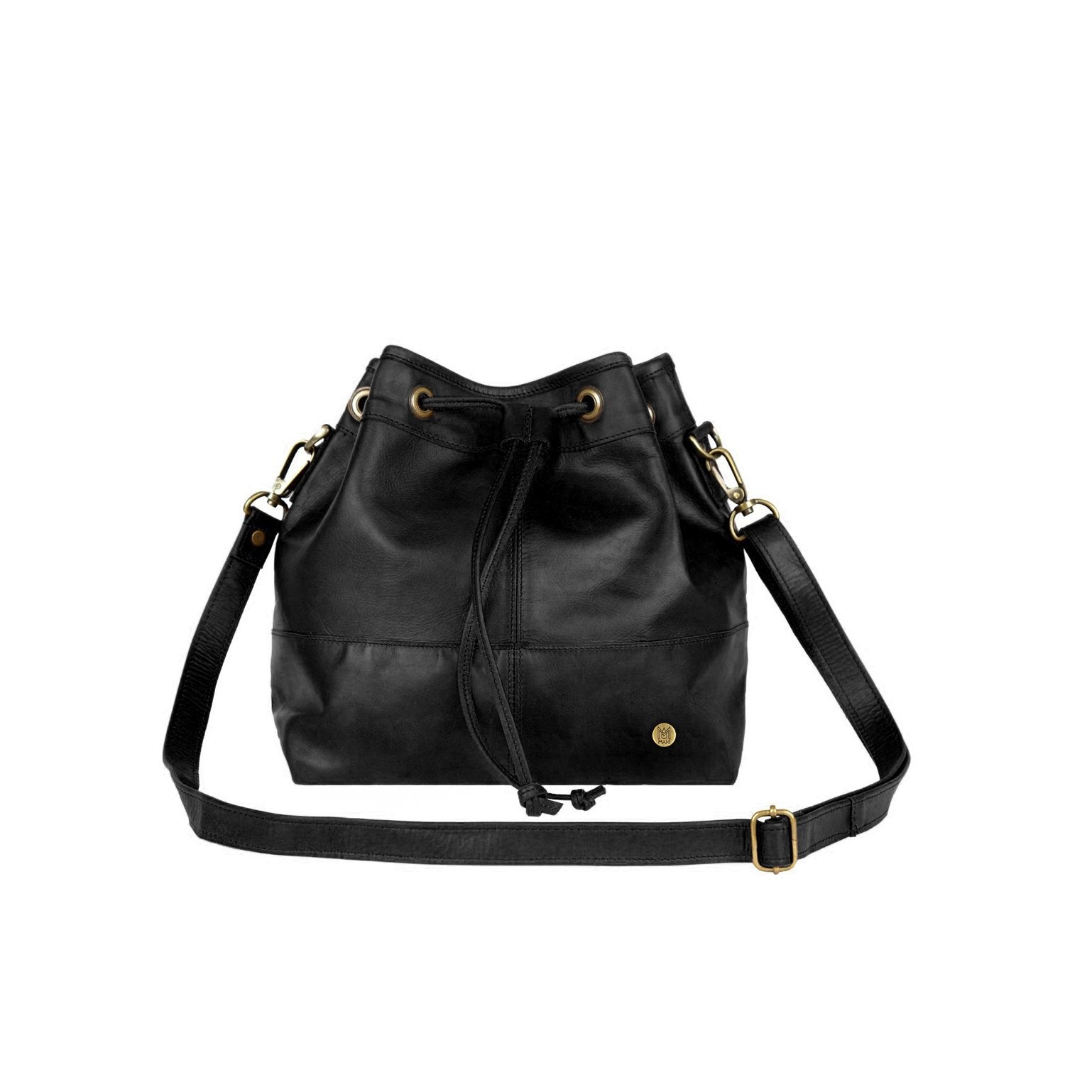 Genuine Leather Bucket Bag for Women Old Trend Lychee Drawstring Soft Basket Tote Bag