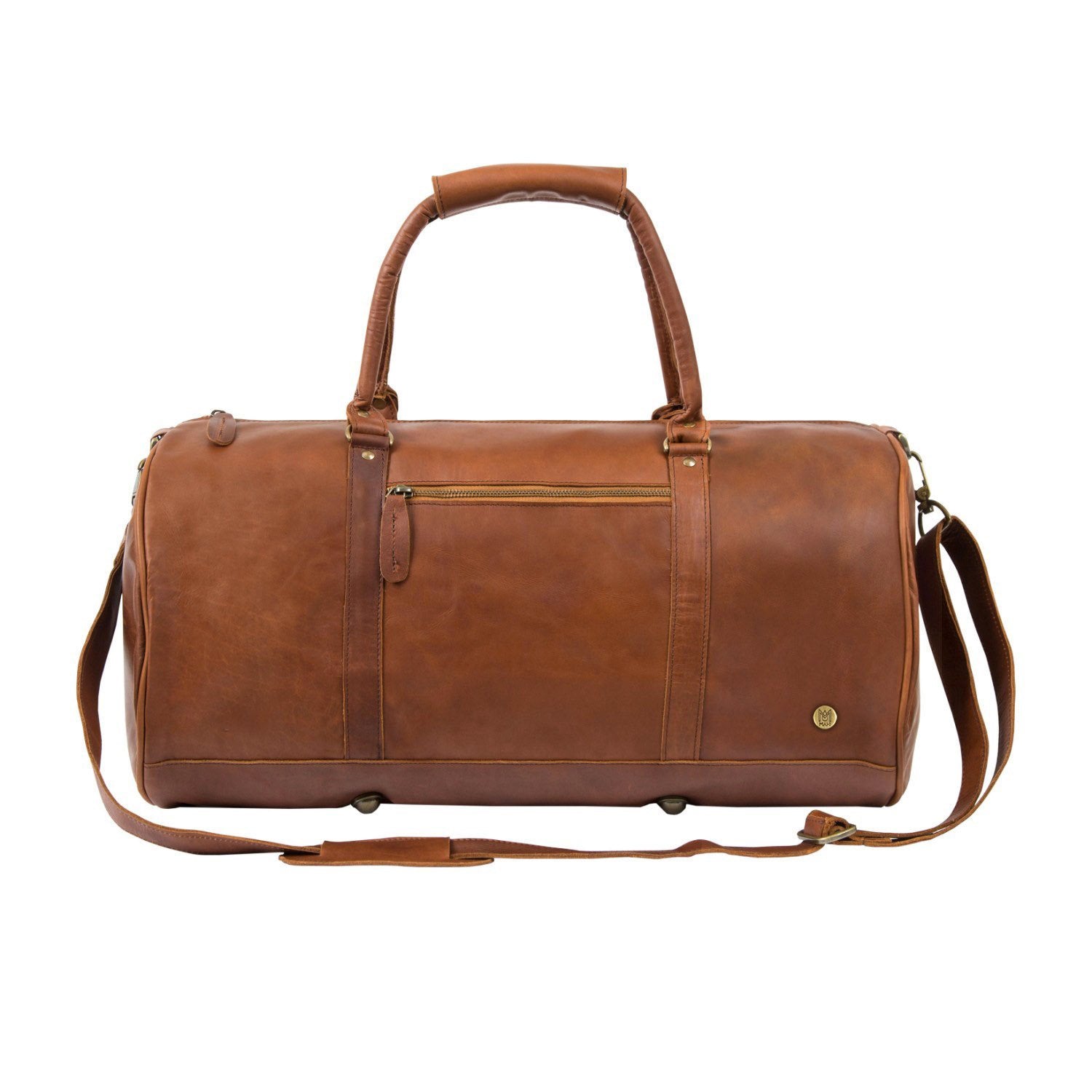 Cognac leather weekender bag Clearance