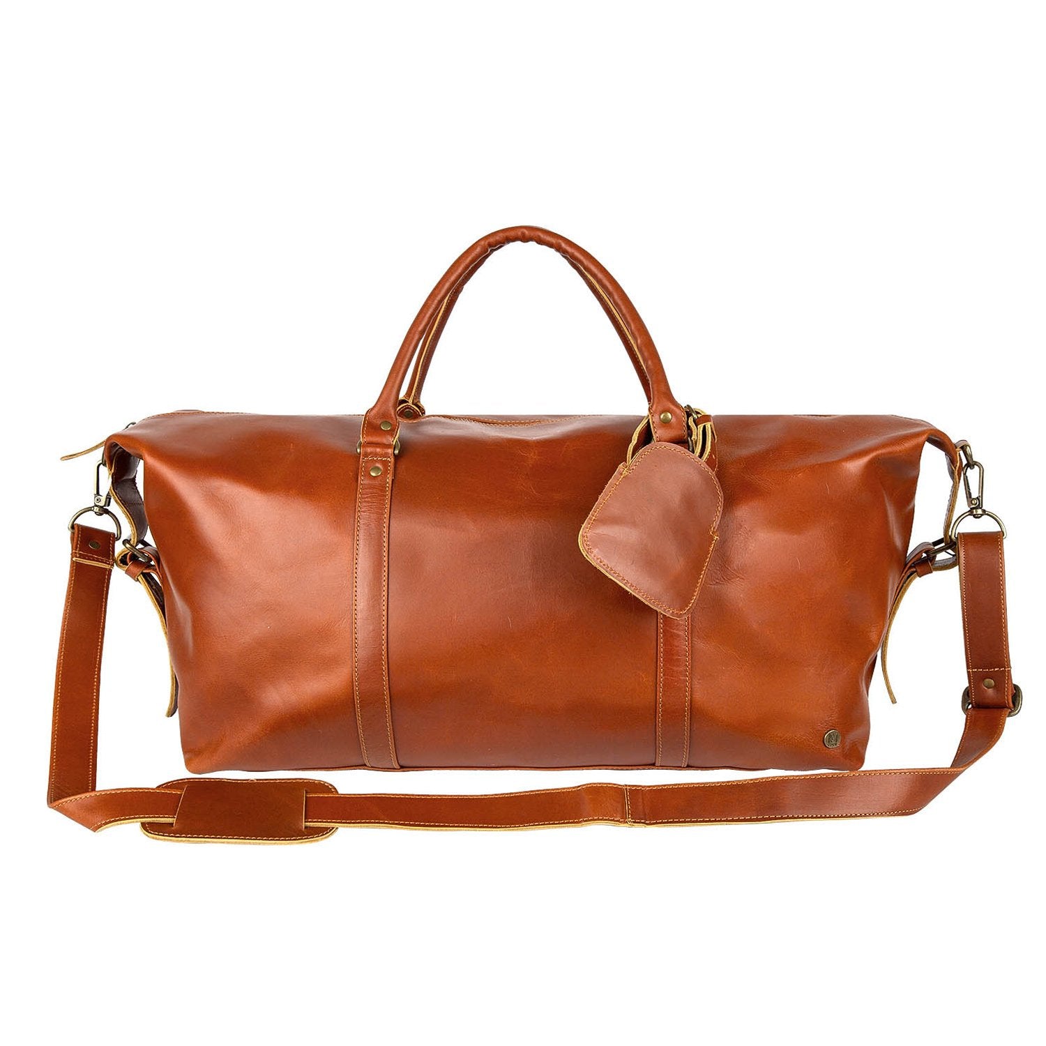 Personalized Large Buffalo Leather Weekend Bag In Tan Brown – MAHI Leather