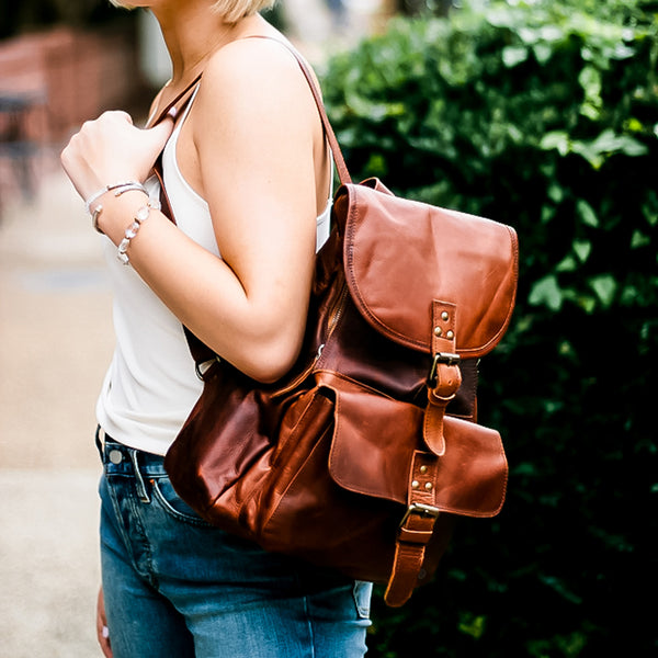 best leather backpack for college students Laptop Men Women, School Bookbag Casual Travel Daypack (Brown) : Electronics Leather Bags For College Students