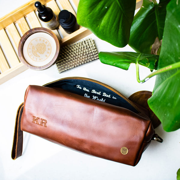 Personalized Leather Wash Bags & Dopp Kits For Men