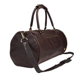 Laser Personalized Mahogany Leather Duffle Bag