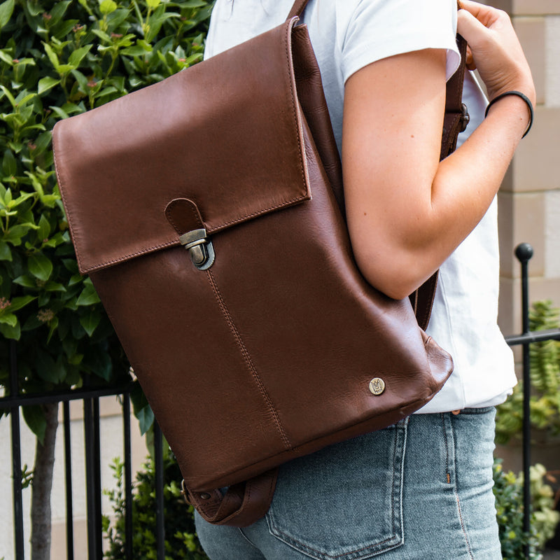 backpack for laptop for women Company Logo Branded Leather Backpack
