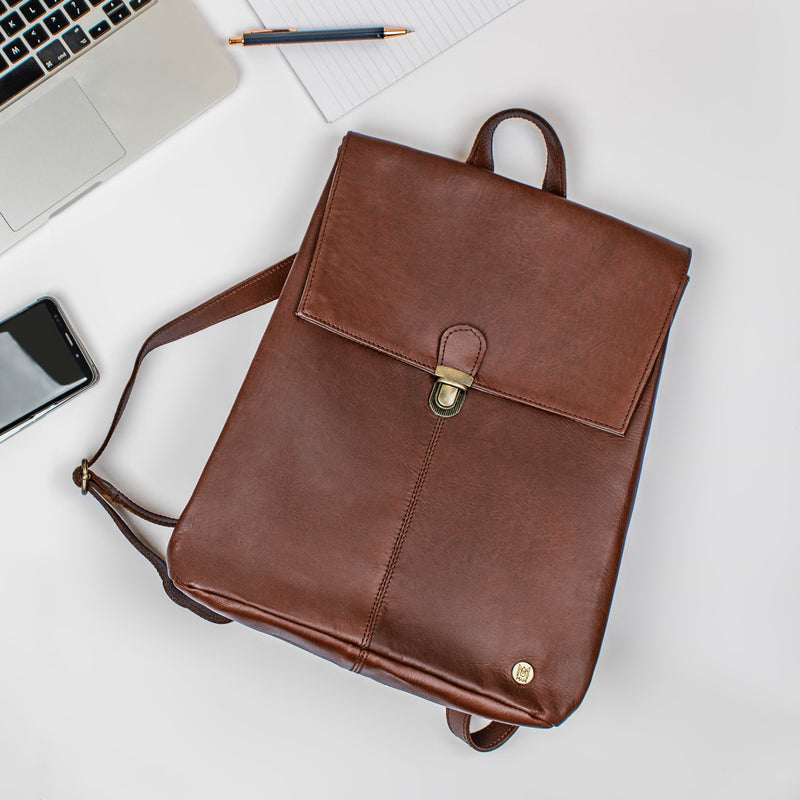 briefcase backpack woman leather Company Logo Branded Leather Backpack