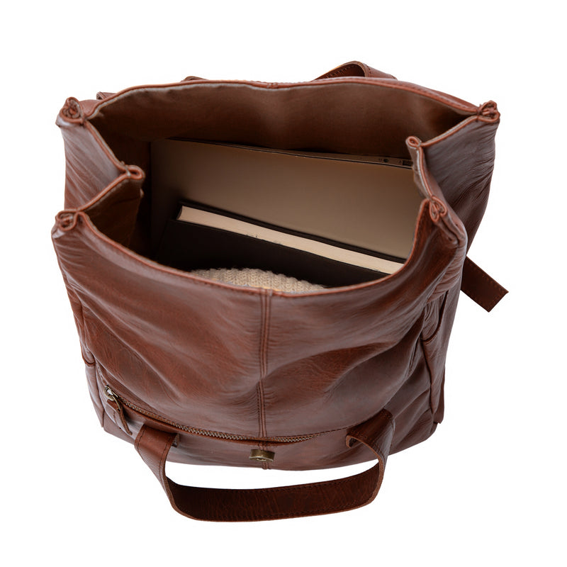 brown leather roll top backpack Leather Roll Top Backpack | 15" Laptop Backpack | Leather Backpack For Men
