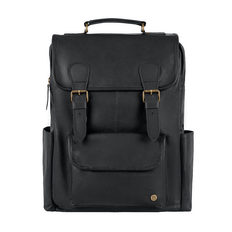 Black leather square backpack sale