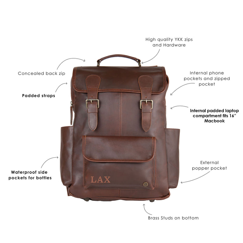 Leather Backpack For Men | 16" Laptop Backpack | Brown Leather College Backpack | Back to School| Work Backpack MAHI Leather Leather Backpack For Men | 16" Laptop Backpack | Brown Leather College Backpack | Back to School| Work Backpack MAHI Leather