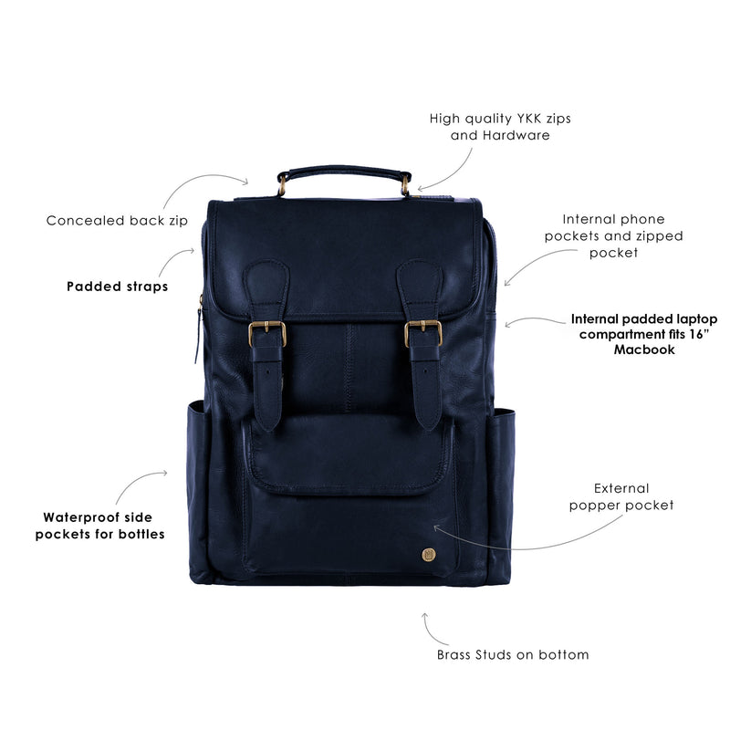 blue seven brand leather backpack The City Backpack (Navy)