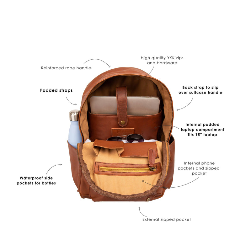 brand name leather backpacks Company Logo Branded Leather Backpack