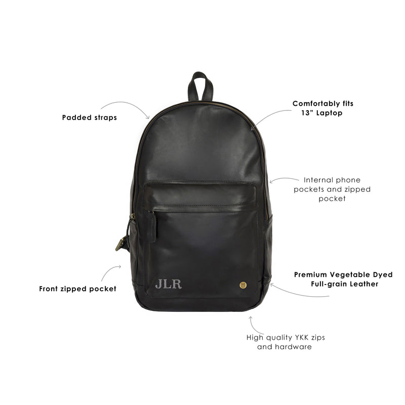 black leather backpack with thick straps Leather Backpack For Men | Leather Backpack For Women | Black Leather College Backpack