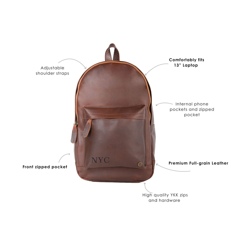 custom quality leather backpack Company Logo Branded Leather Backpack