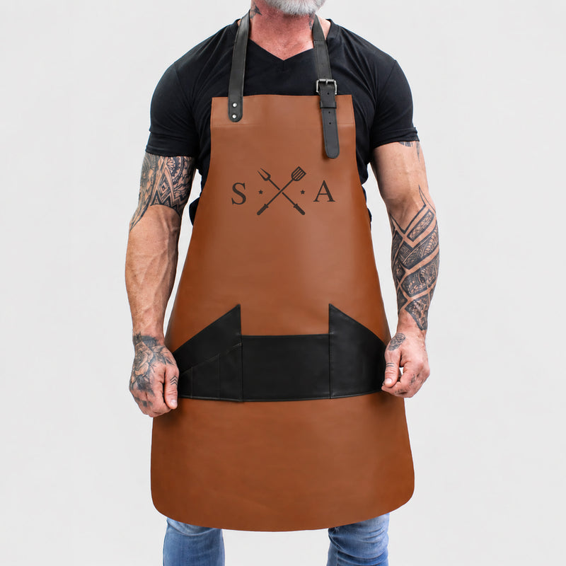 Personalized Leather BBQ Apron | Leather Grill Apron | Custom Laser ...