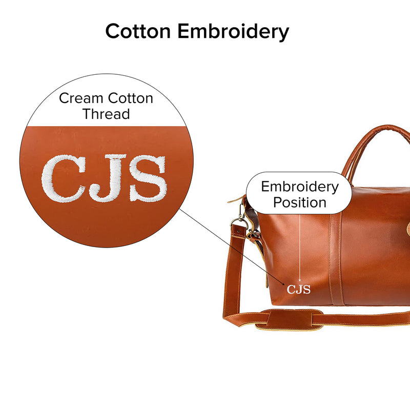 Personalized Large Buffalo Leather Weekend Bag in Tan Brown – MAHI