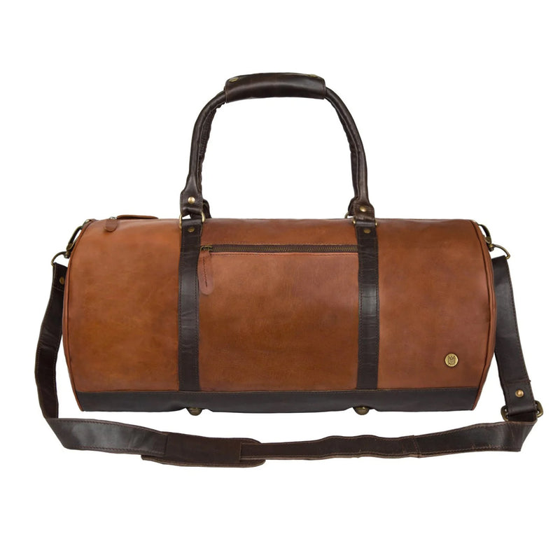 Brown Leather Duffle with Mahogany Details - Leather Overnight Bag