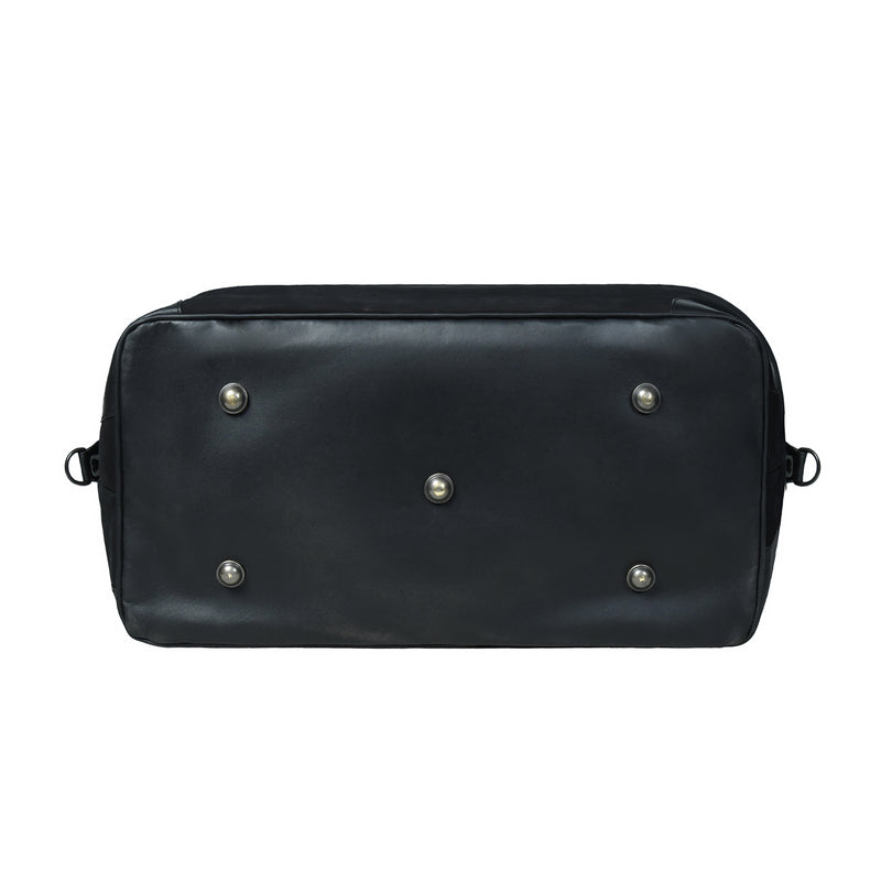 Black Canvas Travel Bag with Brown Leather Accents - Weekend Bag