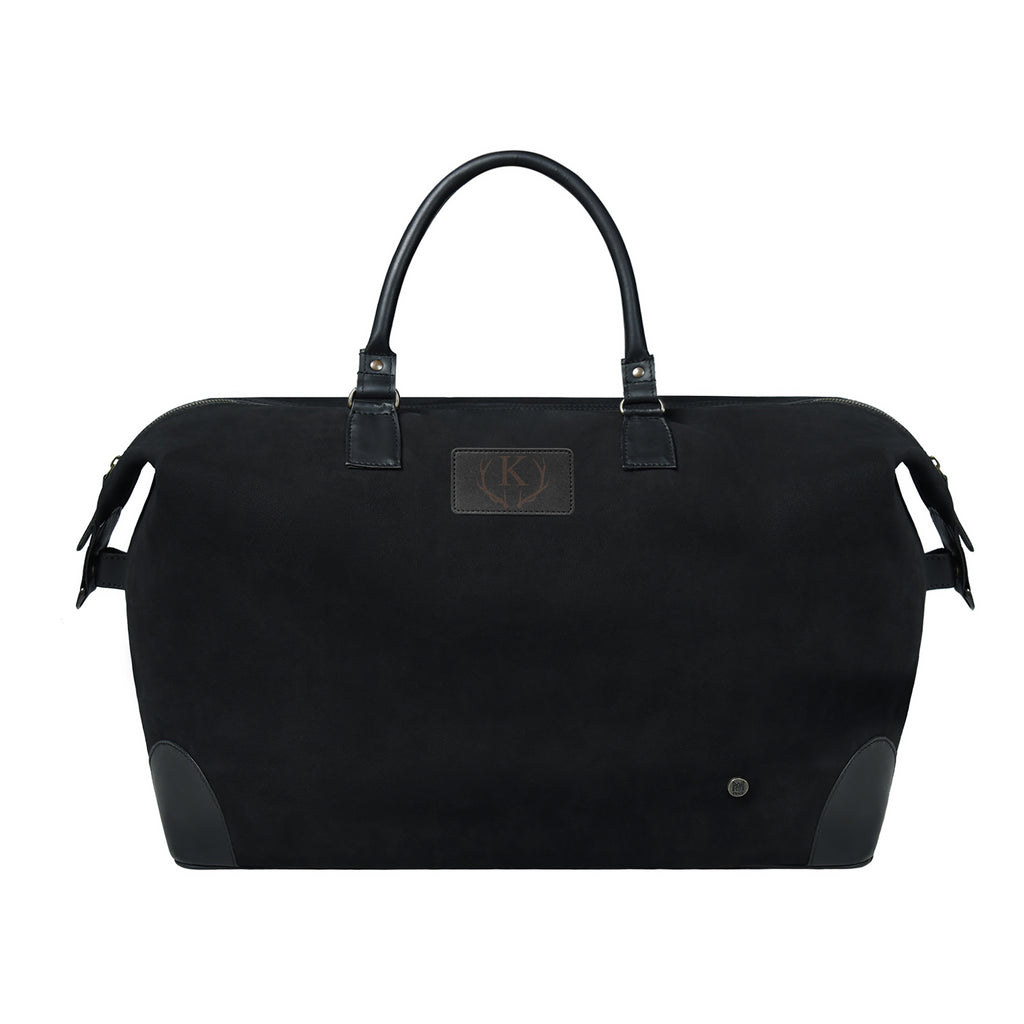m&s mens travel bags Black Canvas Travel Bag with Brown Leather Accents