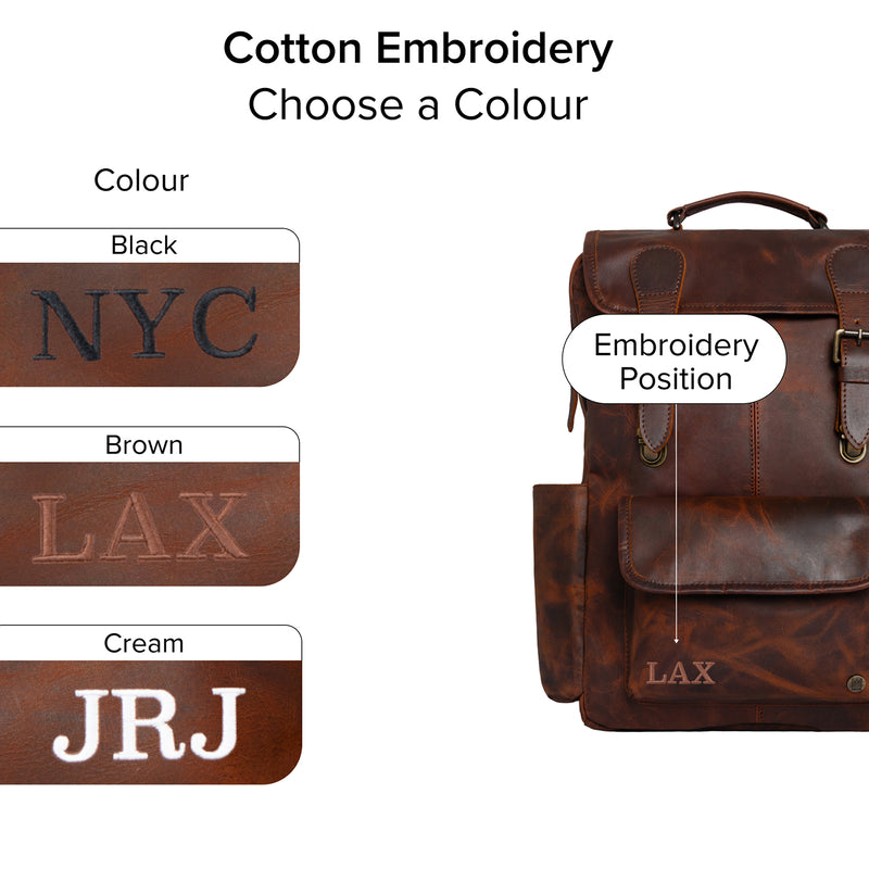 city leather trimmed canvas backpack Leather Backpack For Men | 16" Laptop Backpack | Brown Leather College Backpack