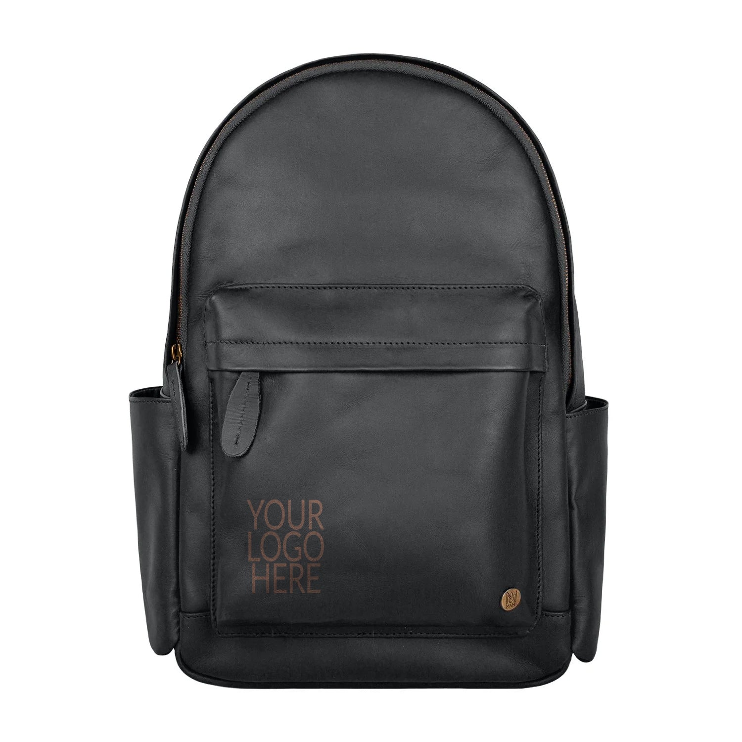 Laser Personalized Black Leather Backpack