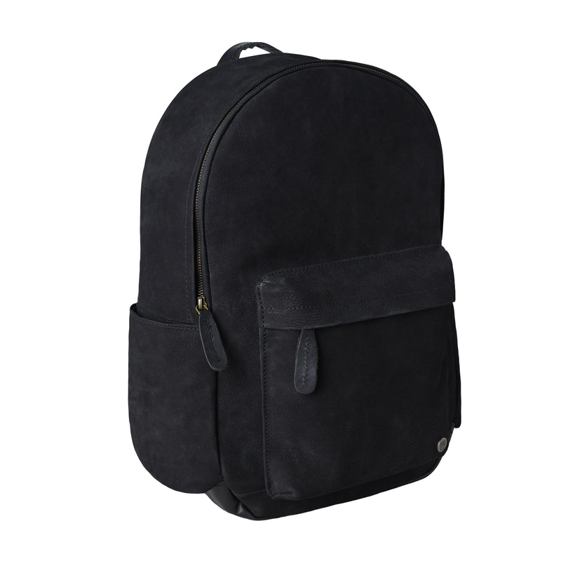black leather suede backpack Leather Backpack For Men | 16" Laptop Backpack | Leather Backpack For Women | Black Nubuck Leather College Backpack