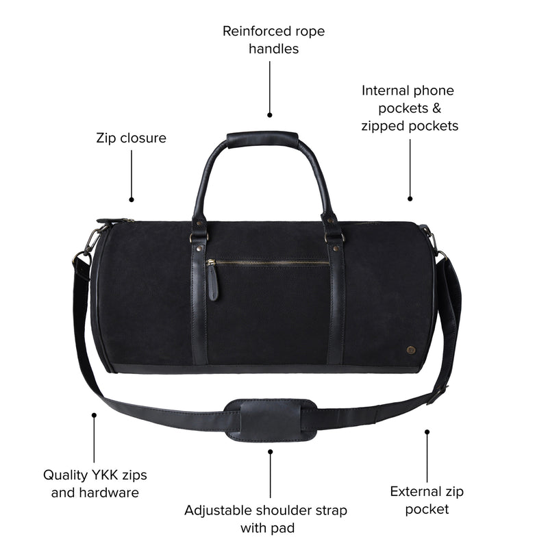 Leather Duffle Bag | Leather Weekender Bag | Leather Overnight Bag