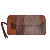 Laser Personalized Brown Leather Knife Roll