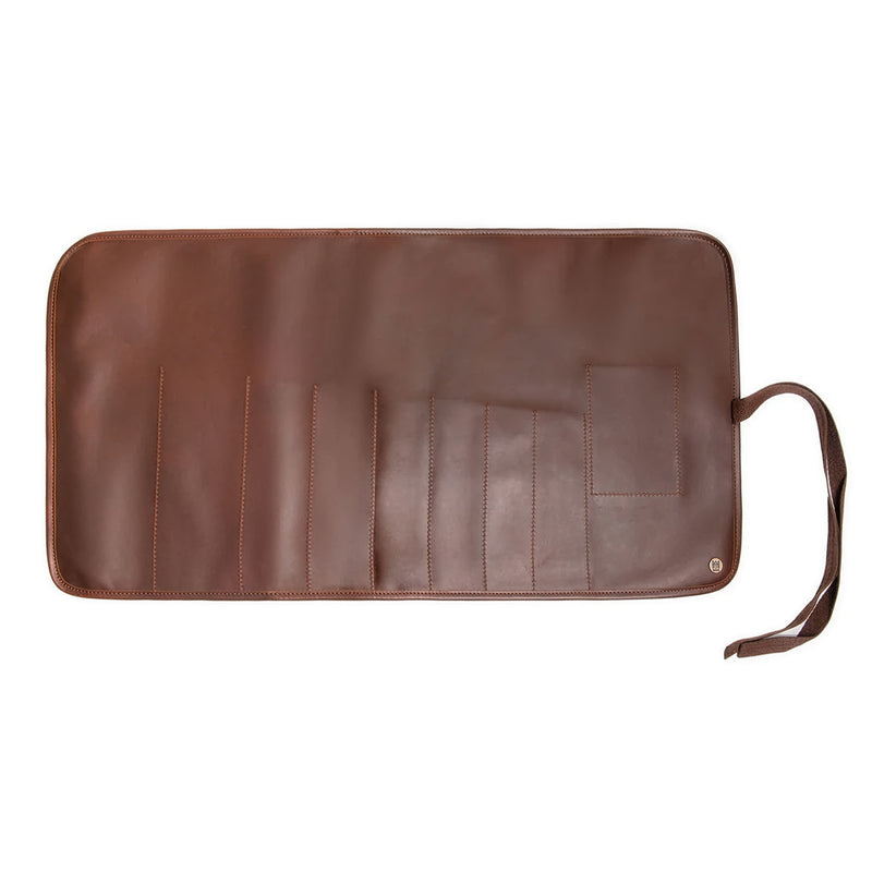 Personalised Brown Leather Knife Roll for Chef - Unique Knife