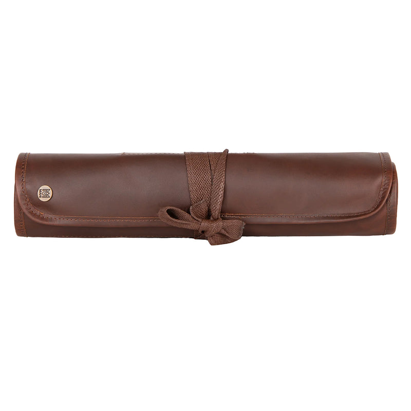 Personalised Brown Leather Knife Roll for Chef - Unique Knife