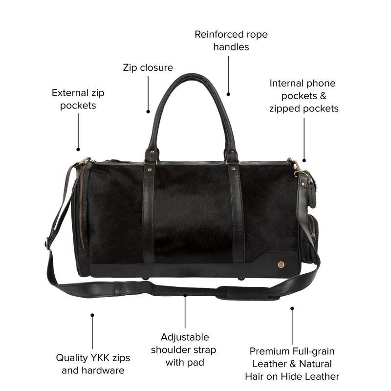 Cowhide Bag | Leather Weekender Bag | Leather Overnight Bag
