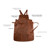 cross back leather apron (features)