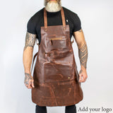 Logo Branded Apron (cross back - brown)