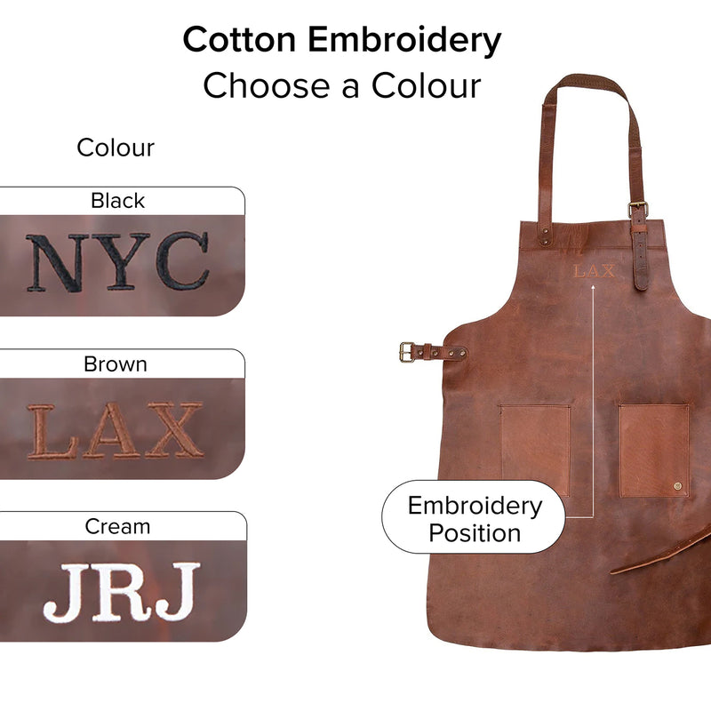 Double-Pocket Brown Leather Apron | Full Grain Leather Apron for